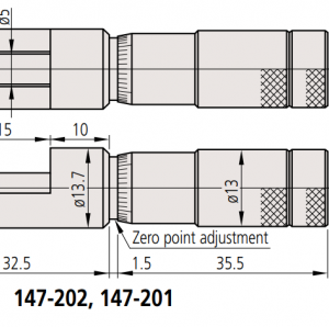 Panme Cơ Đo Ngoài Đo Mép Lon Mitutoyo, 0-13mm, 147-202